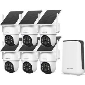 ARCCTV 360° PTZ Wireless Solar Security Cameras System 6-Cam-kit with NVR | 4MP Color Night Vision, 2-in-1 NVR Base Station, No Monthly Fee, Motion Detection, 2.4G/5G Dual Band WiFi, 2-Way Audio, IP66 in Saudi Arabia