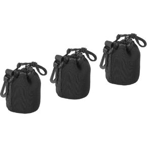 Patikil 3 Pcs 3.7" x 7.1" Drawstring Lens Pouch with Thick Protective Neoprene, DSLR Camera Lens Case for Water, Coffee Cups - Black in Kuwait