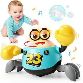 Crawling Crab Baby Toy, Musical Tummy Time Toy with Smart Obstacle Avoidance, 3 Volume Levels, 2 Speed Modes and Voice Repeat, Sensory Gift for Babies 12 Months+ in Kuwait