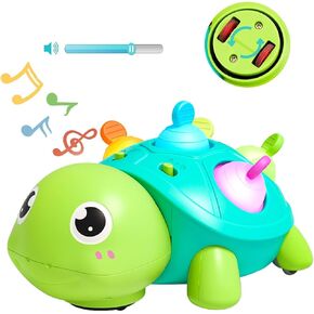 6-18 Months Baby Crawling Tummy Time Sensory Montessori Developmental Toy | Turtle Toy with Music & Lights, Toddler Walking Learning Motor Skill Development for 1 2 3 Year Old Boy Girl Birthday Gift in Kuwait