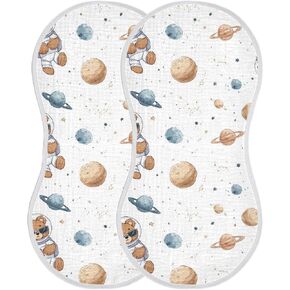 Bears & Space Print Muslin Burp Cloths for Baby Boys Girls 22" x 11" 4 Layer 100% Cotton Soft Absorbent Burping Cloths Burp Towels for Baby Drool and Messes in Kuwait