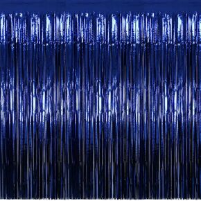 Navy Blue Tinsel Backdrop, 4 Pack 3.3 x 6.6 ft Foil Fringe Curtains | Indoor birthdays, graduations, gamer parties, proms, photo booths, doorways, cake tables, classrooms, offices, New Year's Eve in Kuwait