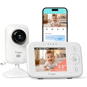 Simyke 720P WiFi Video Baby Monitor,WiFi On/Off Switch,3.5" LCD & App Viewing,2-Way Audio,Night Vision,VOX,5 Lullabies,1500ft Range, Home Use in Saudi Arabia