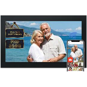 Frameo Digital Picture Frame, 15.6 inch Large Digital Photo Frame WiFi, 1920 * 1080 FHD Touch Screen 32GB Storage、Auto-Rotate、Wall Mountable、Easily Share Photos and Videos, Birthday, Wedding, for Mom in Kuwait