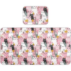 Cute Cartoon Paradise Cat Pink Cooling Baby Mattress Cover 28" x 52" Washable Bed Pads Disposable for Kids, Adult in Kuwait