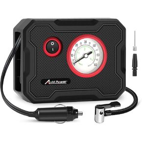AVID POWER 12V Tire Inflator Portable Air Compressor, Lightweight | 12V DC, Air Tire Pump for Car, Bike, Motorcycle, Top Up Tires, Compact, LED Light, Digital Gauge, Red, for Road, Emergency in Kuwait