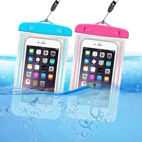 ORIbox Waterproof Pouch Phone Dry Bag with Luminous Ornament Case for iPhone 12 11 Pro Max XS Max XR X 8 7 6S Plus SE 2020 12 mini Galaxy Pixel, Blue & Rose red(2 Packs) in Saudi Arabia