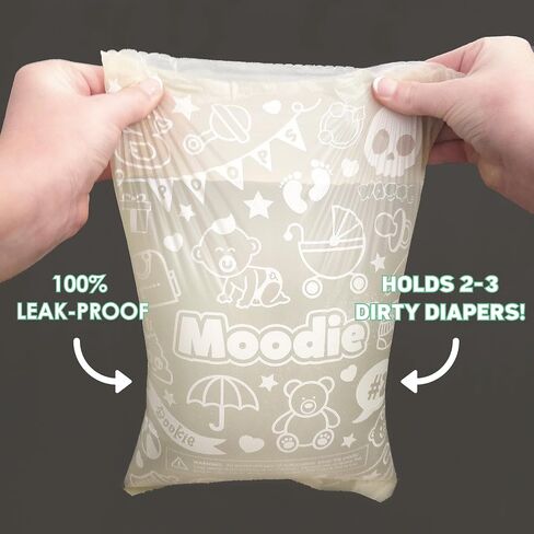 Disposable Diaper Bags (90 BAGS in TOTAL) | NON-SCENTED Dirty Diaper Disposal Baggies (6 Refill Rolls 9 x 13in) | Leak Proof Nappy Trash Bags on the Go | Baby Poop Bags | Travel Diaper Bags Refill in Kuwait