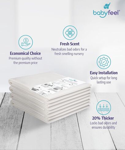 Babyfeel Refills Compatible with DEKOR MINI Diaper Pails | 4 Pack | Exclusive 20% Extra Thickness | Diaper Pail Refills with Powerful Odor Elimination | Powder Scent | Holds up to 1320 Diapers in Kuwait