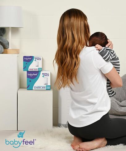 Babyfeel Refills Compatible with DEKOR MINI Diaper Pails | 4 Pack | Exclusive 20% Extra Thickness | Diaper Pail Refills with Powerful Odor Elimination | Powder Scent | Holds up to 1320 Diapers in Kuwait