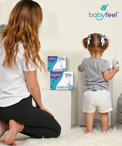 Babyfeel Refills Compatible with DEKOR MINI Diaper Pails | 4 Pack | Exclusive 20% Extra Thickness | Diaper Pail Refills with Powerful Odor Elimination | Powder Scent | Holds up to 1320 Diapers in Kuwait