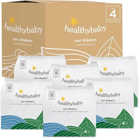 Our Diapers | The First EWG Verified & Microbiome-Friendly Diaper | Size 4 (22-32 lbs) 150 Count | 12-Hour Leak Protection | Made with Organic Cotton & Plant-Derived Materials | Totally Chlorine Free in Kuwait