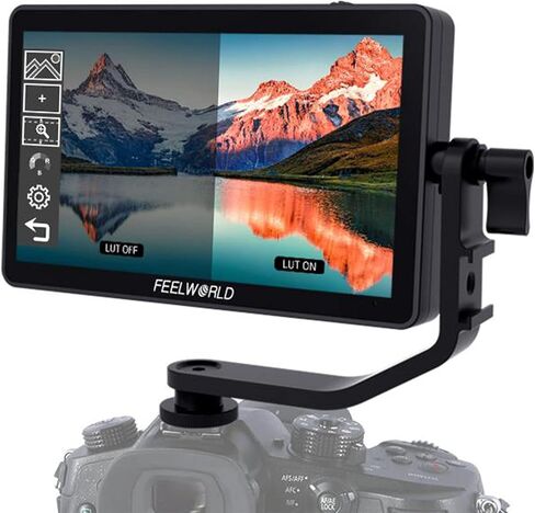 FEELWORLD F6 Plus V2 6 Inch 3D LUT DSLR Camera Field Monitor Touch Screen IPS FHD1920x1080 Support 4K HDMI Input Output Tilt Arm in Kuwait