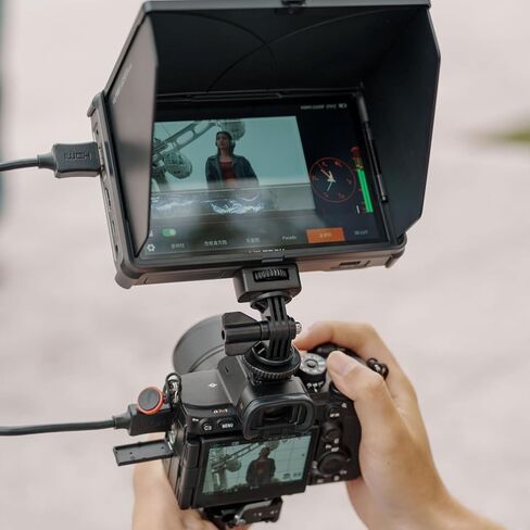 VILTROX 7 Inch Camera Field Monitor, Touchscreen Video Monitor External Camera Monitor Kit with Battery, 4K HDMI Input/Output On Camera Monitor with 3D LUT RGB Waveform Sunshade Hood (DC-L1) in Kuwait