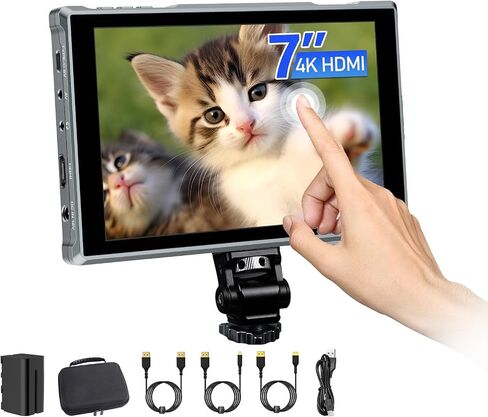 FEELWORLD FW759 PRO 7-Inch IPS Touch Screen Camera Field Monitor, 4K HDMI, 1280x800, 400cd/m² Brightness, with Histogram, Focus Assist, False Colors in Kuwait