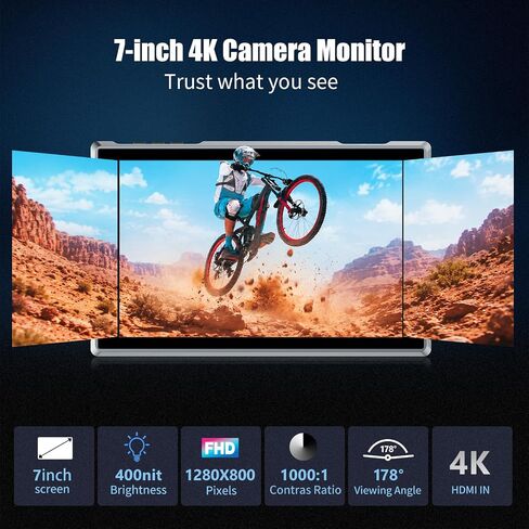 FEELWORLD FW759 PRO 7-Inch IPS Touch Screen Camera Field Monitor, 4K HDMI, 1280x800, 400cd/m² Brightness, with Histogram, Focus Assist, False Colors in Kuwait