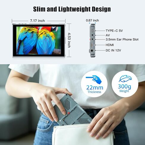 FEELWORLD FW759 PRO 7-Inch IPS Touch Screen Camera Field Monitor, 4K HDMI, 1280x800, 400cd/m² Brightness, with Histogram, Focus Assist, False Colors in Kuwait