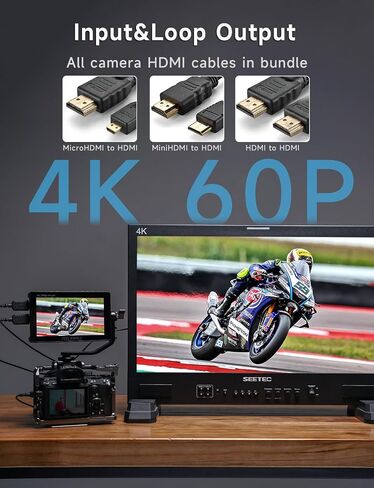 FEELWORLD F5 Prox 5.5 Inch Touch Screen Field Monitor +HDMI Cable Bundle, 1600nit, 4K HDMI, Full HD IPS, for DSLR Camera, with F970 Install and Power Kit in Kuwait