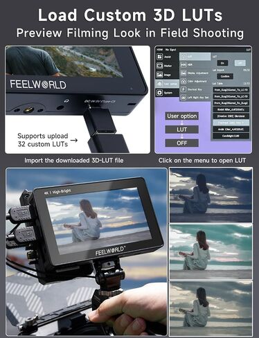 FEELWORLD F5 Prox 5.5 Inch Touch Screen Field Monitor +HDMI Cable Bundle, 1600nit, 4K HDMI, Full HD IPS, for DSLR Camera, with F970 Install and Power Kit in Kuwait