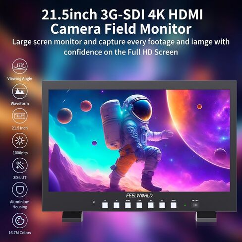 FEELWORLD FVM215 21.5 Inch Ultra Bright 1000nit 3G-SDI 4K HDMI Desktop Broadcast Monitor with Waveform, 3D LUT Professional Color Calibrate Director's Monitor in Kuwait