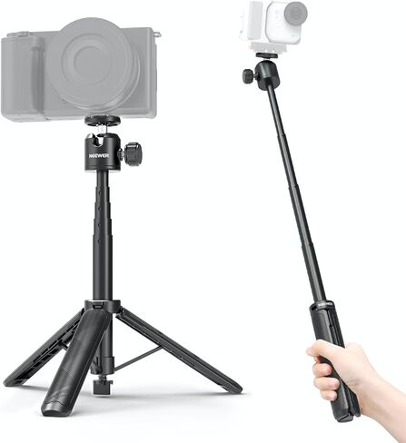 NEEWER Basics Extendable Selfie Stick Tripod, Metal Portable Stand Handle Grip Compatible with Canon G7X Mark III Sony ZV-1 RX100 VII A6400 A6600 Nikon Camera Webcam for Vlogging, DT001 in Kuwait