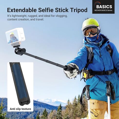 NEEWER Basics Extendable Selfie Stick Tripod, Metal Portable Stand Handle Grip Compatible with Canon G7X Mark III Sony ZV-1 RX100 VII A6400 A6600 Nikon Camera Webcam for Vlogging, DT001 in Kuwait