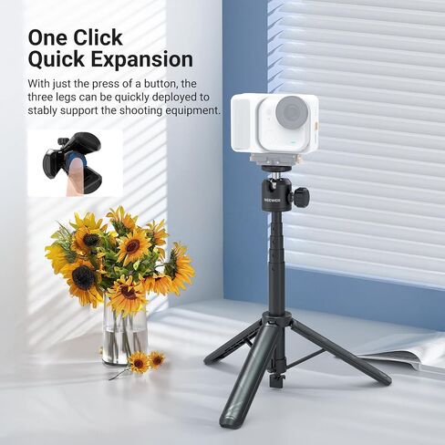 NEEWER Basics Extendable Selfie Stick Tripod, Metal Portable Stand Handle Grip Compatible with Canon G7X Mark III Sony ZV-1 RX100 VII A6400 A6600 Nikon Camera Webcam for Vlogging, DT001 in Kuwait