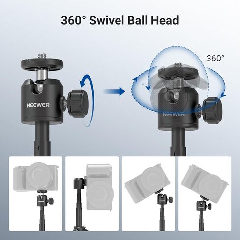 NEEWER Basics Extendable Selfie Stick Tripod, Metal Portable Stand Handle Grip Compatible with Canon G7X Mark III Sony ZV-1 RX100 VII A6400 A6600 Nikon Camera Webcam for Vlogging, DT001 in Kuwait