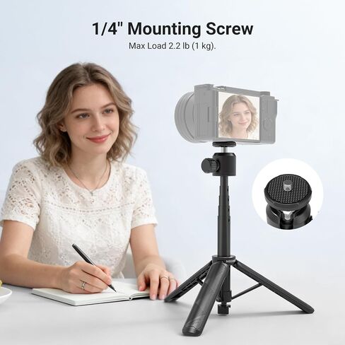 NEEWER Basics Extendable Selfie Stick Tripod, Metal Portable Stand Handle Grip Compatible with Canon G7X Mark III Sony ZV-1 RX100 VII A6400 A6600 Nikon Camera Webcam for Vlogging, DT001 in Kuwait