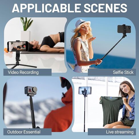 Phone Tripod,28-inch Extendable Selfie Stick,Portable Phone Tripod,Ideal for Cooking,Crafts,Live Streaming,vlogging,and Video Recording,Compatible with iPhone and Android Smartphones in Kuwait