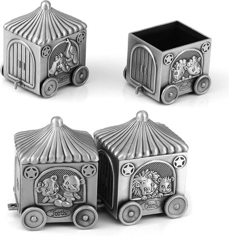 Silver Elephant Tooth Holder My First Tooth and Curl Keepsake Box for Kids | Baby Teeth Fairy Containter Gift Boxes Set for Child in Kuwait