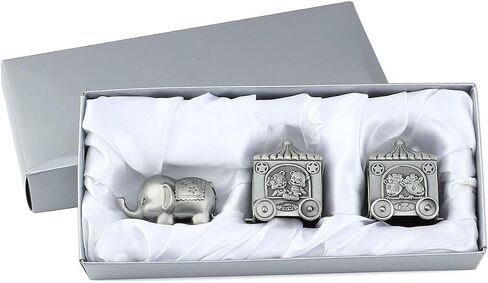Silver Elephant Tooth Holder My First Tooth and Curl Keepsake Box for Kids | Baby Teeth Fairy Containter Gift Boxes Set for Child in Kuwait