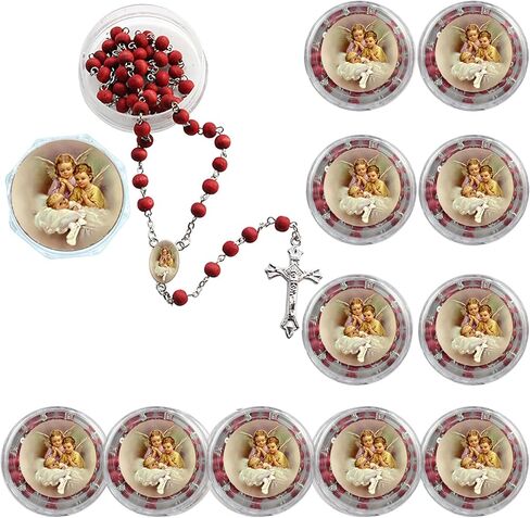 Baptism Favor 12 PCS Angel Scented Rosaries Necklace for Guests Christening Religious Event Recuerdos in Kuwait