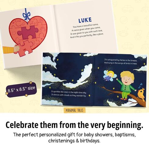 Personalized Name Meaning Book – I Am Me and I’m Amazing - Custom Baby Name Story for Kids Ages 0–6 – Perfect Gift for Newborns, Christenings & Baptisms - Manimal Tales (8.5" x 8.5") in Kuwait