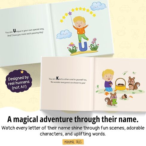 Personalized Name Meaning Book – I Am Me and I’m Amazing - Custom Baby Name Story for Kids Ages 0–6 – Perfect Gift for Newborns, Christenings & Baptisms - Manimal Tales (8.5" x 8.5") in Kuwait