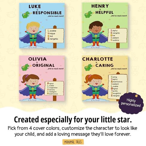 Personalized Name Meaning Book – I Am Me and I’m Amazing - Custom Baby Name Story for Kids Ages 0–6 – Perfect Gift for Newborns, Christenings & Baptisms - Manimal Tales (8.5" x 8.5") in Kuwait