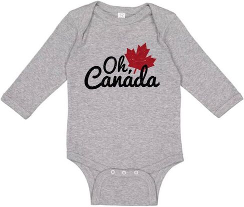 Oh Canada Maple Leaf Long Sleeve Baby Infant Bodysuit in Kuwait