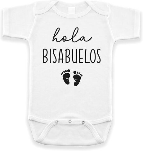 Hola Bisabuelos Pregnancy Announcement Infant Bodysuit for Great Grandparents | Bisabuelo Y Bisbuela Gift (0-3 months, White) in Kuwait