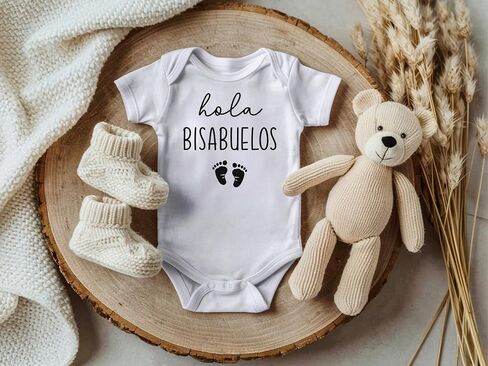 Hola Bisabuelos Pregnancy Announcement Infant Bodysuit for Great Grandparents | Bisabuelo Y Bisbuela Gift (0-3 months, White) in Kuwait