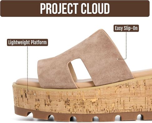 Project Cloud 100% Genuine Leather Wedge Platform Sandals for Women (MILA) | Soft Memory Foam Insole Wedge Sandals Women - Non-Slip Outsole Comfortable Platform Design - Lightweight Womens Sandals in Kuwait