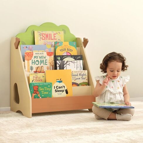 OOOK Montessori Bookshelf for Kids, Premium Pine Baby Bookshelf, Front Facing Toddler Bookcase for Nursery, Playroom, Classroom | Baby bookshelf, Child-Friendly Height, Premium Pine Front Facing Bookcase for Classroom, Playroom, Nursery in Kuwait