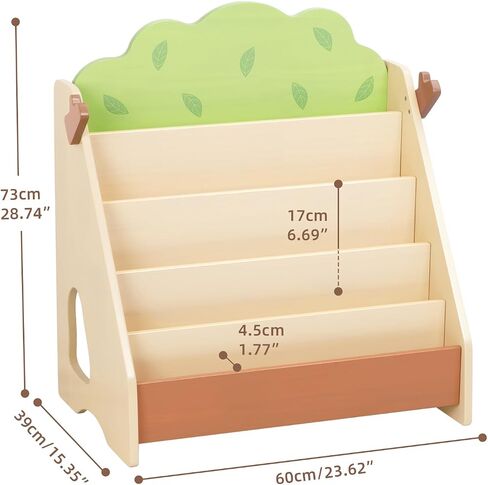 OOOK Montessori Bookshelf for Kids, Premium Pine Baby Bookshelf, Front Facing Toddler Bookcase for Nursery, Playroom, Classroom | Baby bookshelf, Child-Friendly Height, Premium Pine Front Facing Bookcase for Classroom, Playroom, Nursery in Kuwait