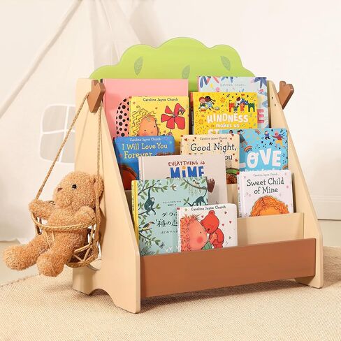 OOOK Montessori Bookshelf for Kids, Premium Pine Baby Bookshelf, Front Facing Toddler Bookcase for Nursery, Playroom, Classroom | Baby bookshelf, Child-Friendly Height, Premium Pine Front Facing Bookcase for Classroom, Playroom, Nursery in Kuwait