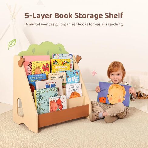 OOOK Montessori Bookshelf for Kids, Premium Pine Baby Bookshelf, Front Facing Toddler Bookcase for Nursery, Playroom, Classroom | Baby bookshelf, Child-Friendly Height, Premium Pine Front Facing Bookcase for Classroom, Playroom, Nursery in Kuwait