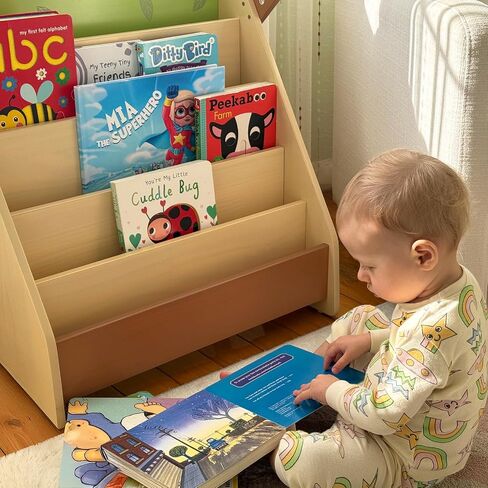 OOOK Montessori Bookshelf for Kids, Premium Pine Baby Bookshelf, Front Facing Toddler Bookcase for Nursery, Playroom, Classroom | Baby bookshelf, Child-Friendly Height, Premium Pine Front Facing Bookcase for Classroom, Playroom, Nursery in Kuwait
