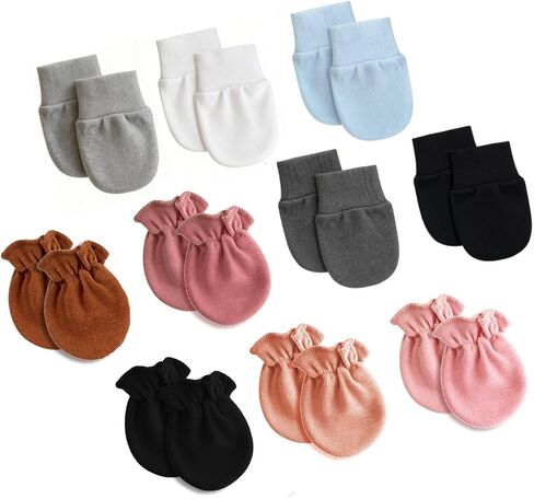 HAIOLORPRO 10 Pairs Baby Mittens Newborn No Scratch, Baby Gloves Soft Cotton in Kuwait