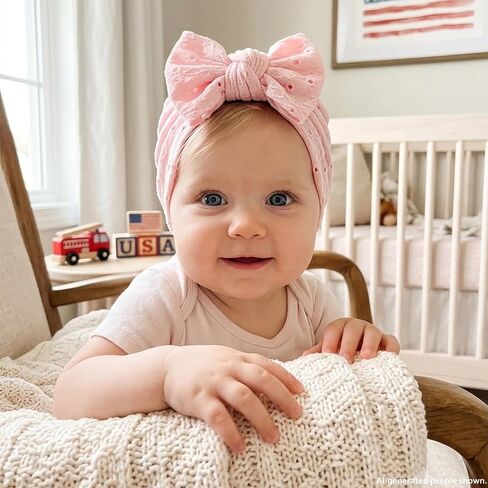 3PCS Baby Bow Turban Hats, Mittens & Flower Headband Set, Ultra-Soft Breathable, No-Scratch Baby Mittens, Newborn Essentials in Kuwait