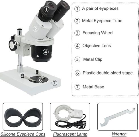 Microscope, Microscope 20x/40x Stereo with Ring Light Illumination, PCB Inspection Tool, Industrial, for Soldering Repair,for Homeschool Lab in Kuwait