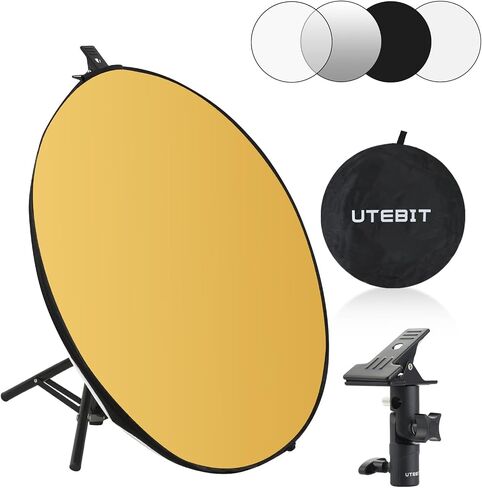 43"/110cm Photography Reflector with Stand & Clamp | 5-in-1 Multi Disc Translucent/Silver/Gold/White/Black Photography Reflector Collapsible Light Reflector for Studio Outdoor in Kuwait
