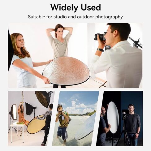 43"/110cm Photography Reflector with Stand & Clamp | 5-in-1 Multi Disc Translucent/Silver/Gold/White/Black Photography Reflector Collapsible Light Reflector for Studio Outdoor in Kuwait